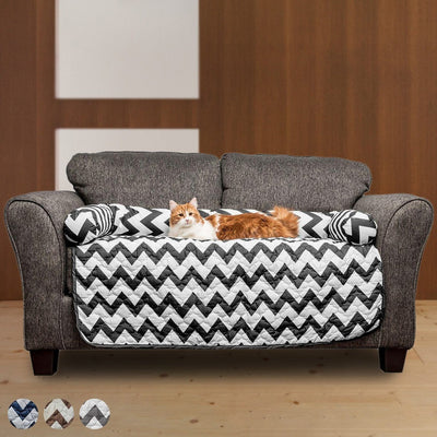 Douillet et élégant: Housse de lit matelassée réversible Chevron pour chaise-Tailles assorties | Hamarinn